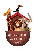 geboorte felicitatie folio welcome to the world little one boot met dieren